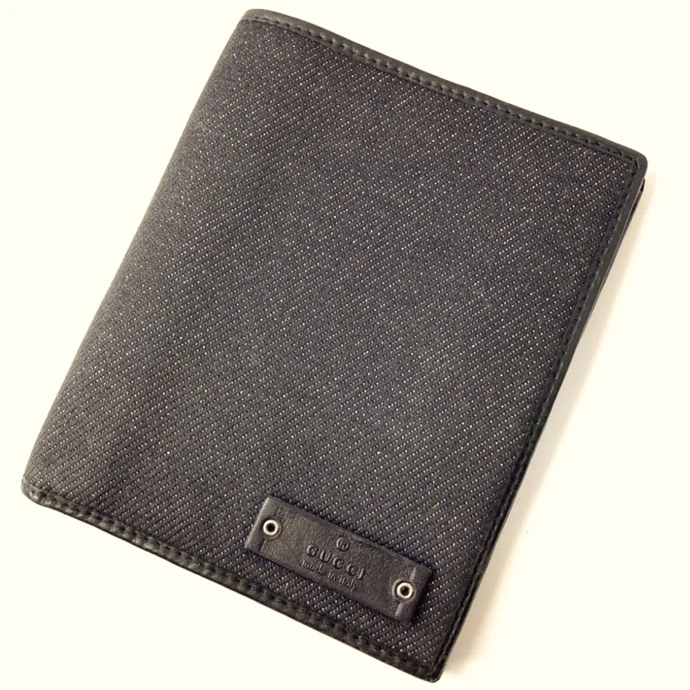 GUCCI MENS DENIM/CANVAS & LEATHER BIFOLD WALLET
